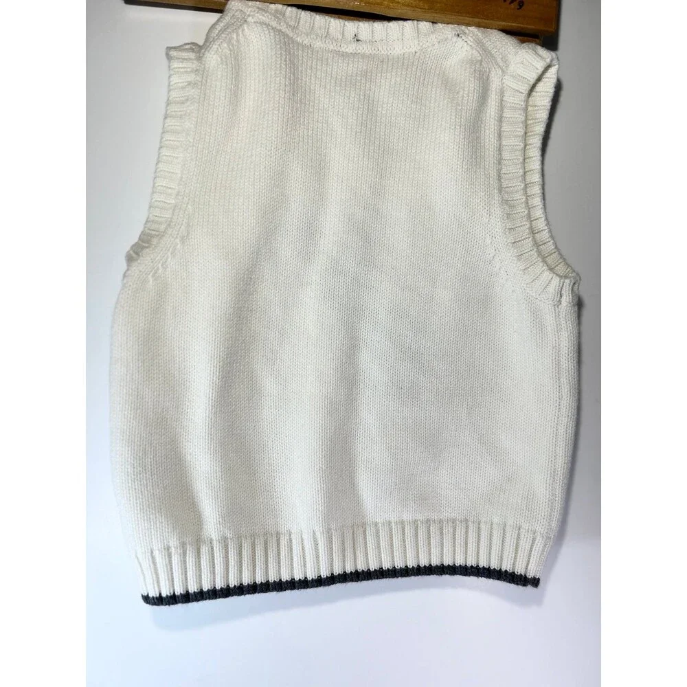 Janie and Jack 2017  Reindeer Sweater Vest cream and charcoal size 18 to 24 M